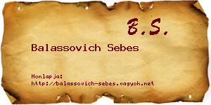 Balassovich Sebes névjegykártya